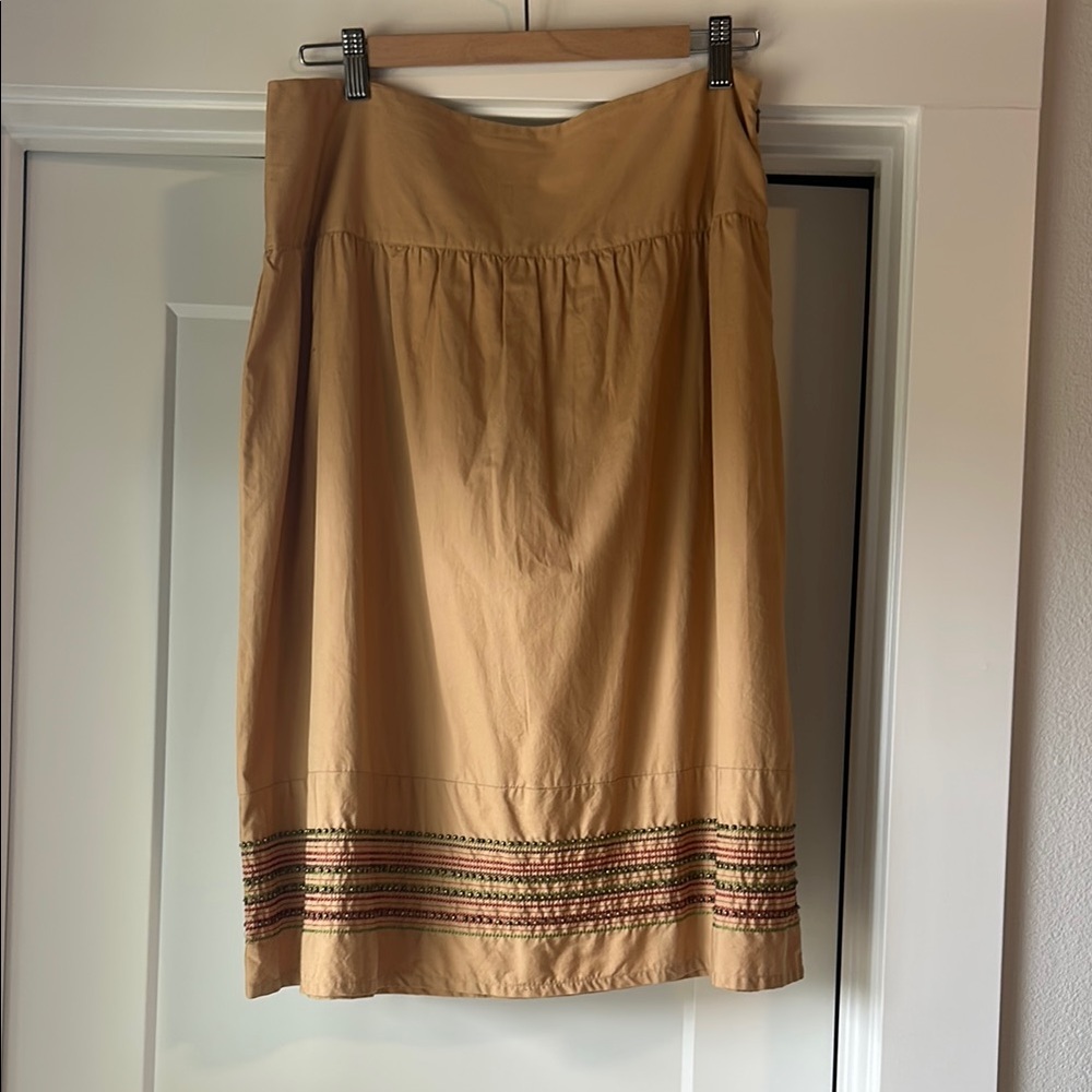 Camel Embroidered Skirt with beading for Casual or Work Wear